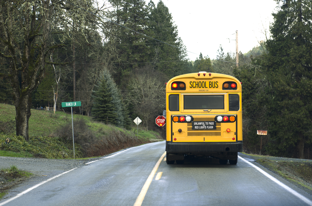 Long Valley – School Bus Crashes Into Stone Wall