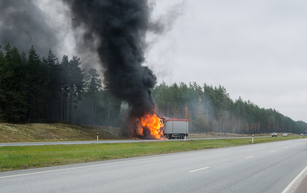 Elizabeth – Truck Driver Suffers Severe Burns in Fiery Crash