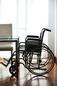 empty wheelchair in nursing home